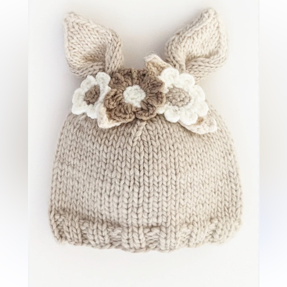 Warm winter bunny hat for toddler girl